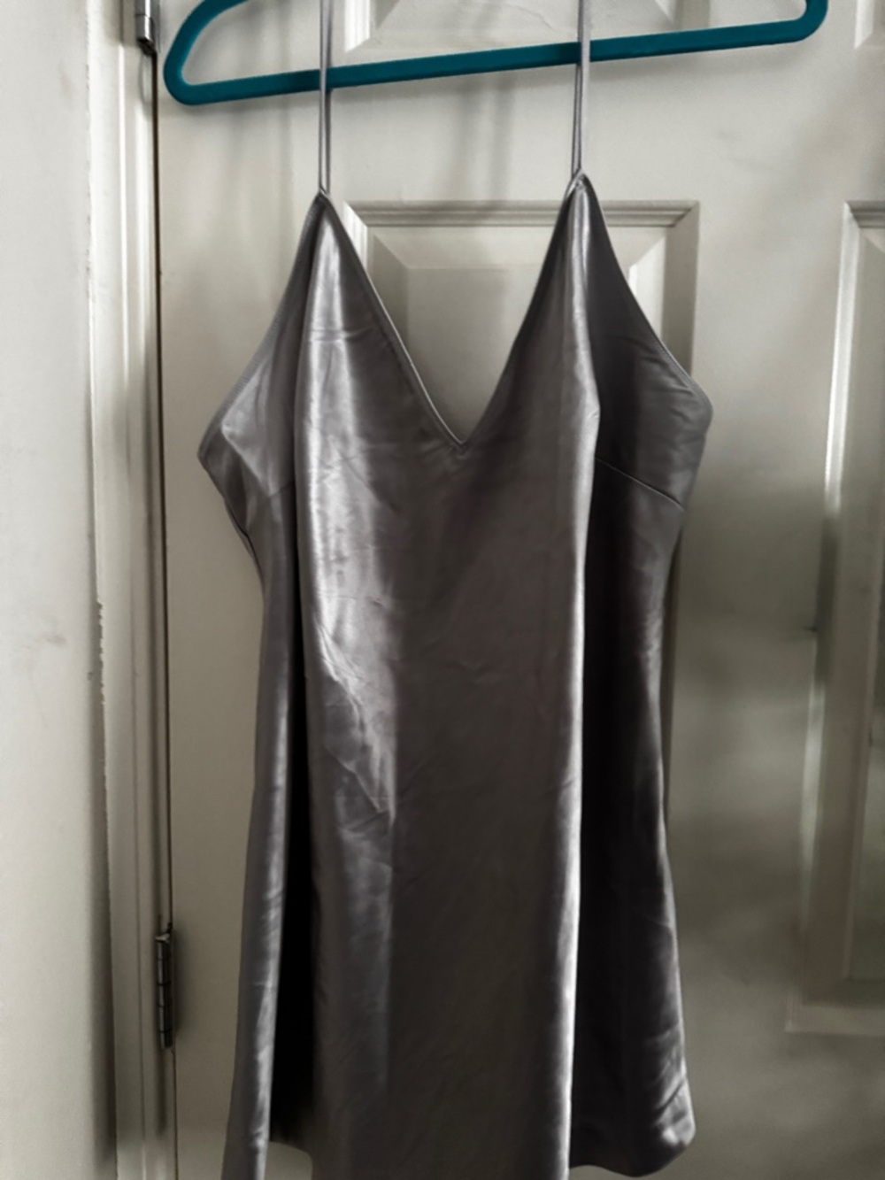 SKIMS Grey Satan Mini Slip Dress